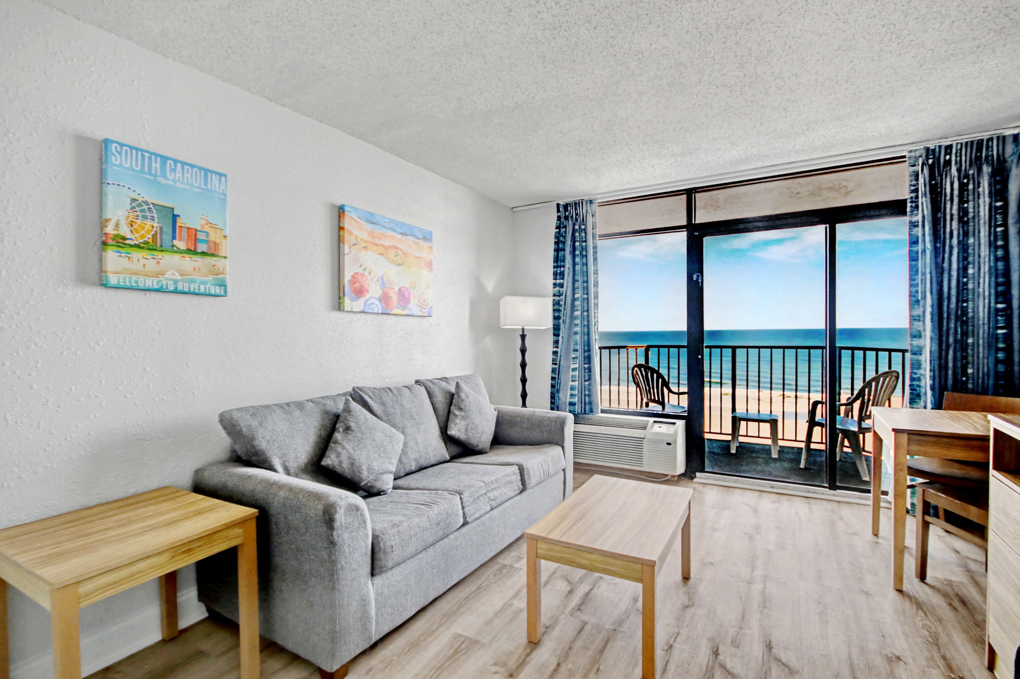 Features 2 queen beds, 1 bathroom, a complete kitchen, private patio, and oceanfront view.